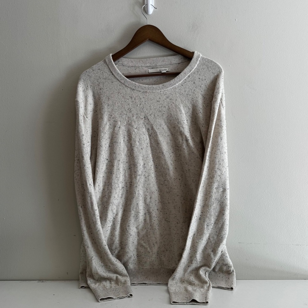 Hawker Rye Women's XL Beige Oatmeal Flecked Crewneck Sweater Cotton Blend fa